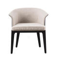 White cotton linen and leather Designer single chairs